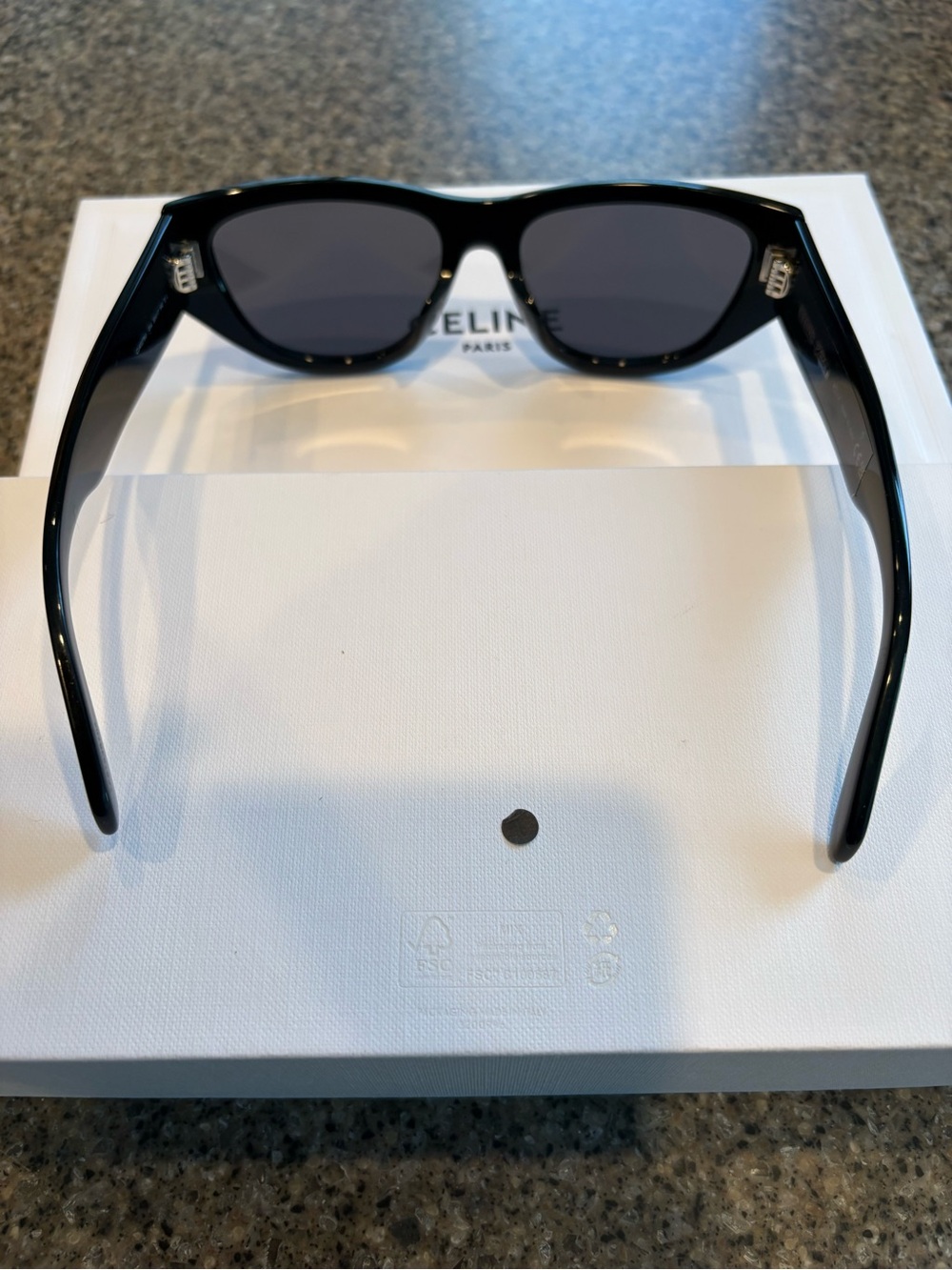 Celine Glossy Black Cat-Eye Sunglasses - Picture 3 of 5